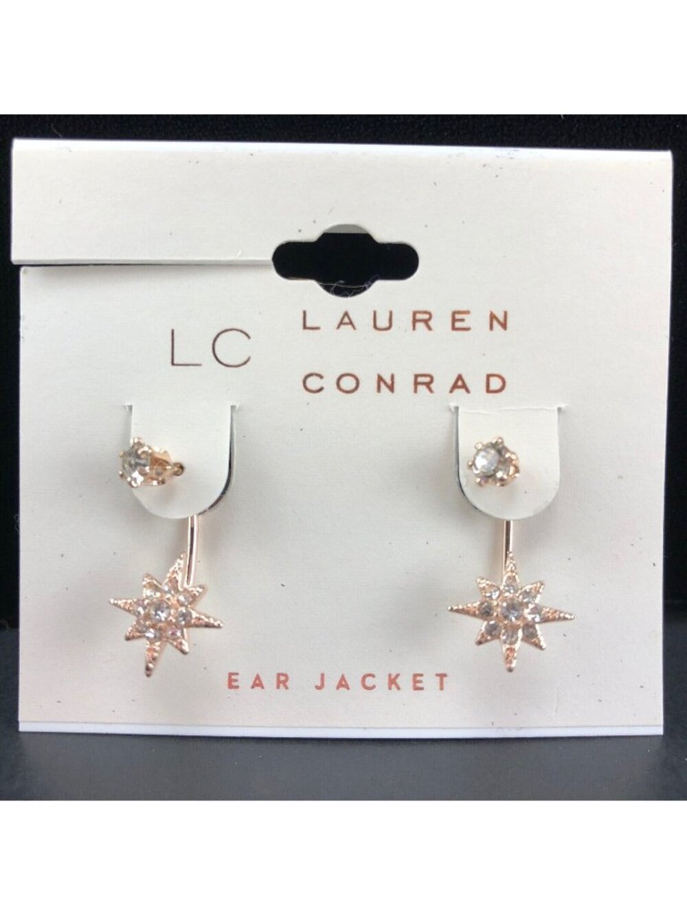 LC Lauren Conrad Earrings Copper-Tone Cubic Zirconia Stars Ear Jackets